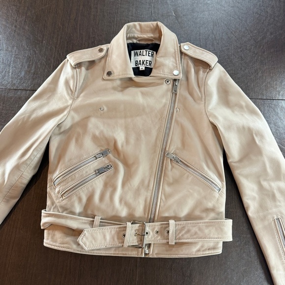 Walter Baker Jackets & Blazers - Walter Baker Cream Leather Moto Jacket Sz M